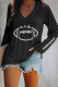 Black Game Day Soccer Graphic Print V Neck Top