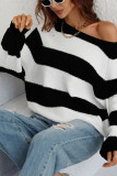 Color Block Striped Loose Pullover Sweaters