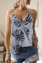 Tropical Leaf Pattern Tank Top