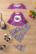 Hello Pumpkin Bleached Leopard Bell Pants Girl 2pcs Set