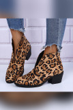 Leopard and Plain Front Cut Short Boots