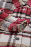 Geometric Plaid Print Pocketed Shirt