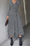 V Neck Button Down High Waist Split Floral Dress