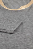 Gray Round Neck Loose Long Sleeve Top