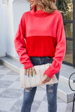 Turtle Neck Color Block Knit Sweaters