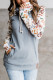 Gray Leopard Print Sleeve Patchwork Hoodie with Pocket