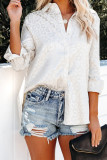 Apricot Turn-down Collar Embossed Button Shirt