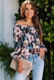 Black Floral Off The Shoulder Blouse