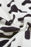 White Leopard Print Open Front Pocketed Cardigan
