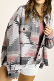Aztec Print Button Closure Long Sleeve Shacket Women UNISHE Wholesale
