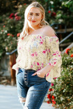Plus Size Floral Off Shoulder Ruffle Sleeve Top