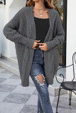 Cable Knit Front Open Cardigan