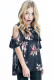 Blue Ruffled Cold Shoulder Floral Girls' Top