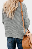 Gray Open Front Chunky Knit Cardigan