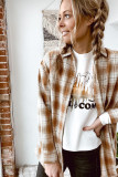 Yellow Turnd-down Collar Plaid Shirt