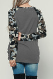 Camo Contrast Long Sleeve Top