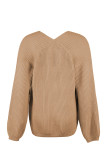 Plain V Neck Knitting Pullover Sweater