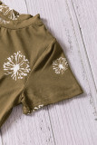 Brown Dandelion Print Little Girl Tee