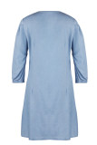 Plain V Neck Denim Dress