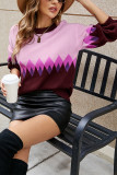 Colorblock Diamond Pattern Knitting Pullover Sweater
