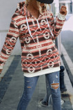 Aztec Print Zipper Down Fleece Hoodies