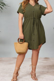 Plus Size Drawstring Elastic Waist Irregular Hem Dress Unishe Wholesale
