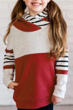 Girls Stripes Colorblock High Neck Hoodie