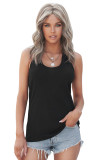 Black Scoop Neck Basic Solid Tank Top