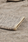 Apricot Heathered Turn-down Collar Pullover Sweatshirt