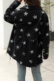 Stars Print Raw Hem Ripped Denim Jacket with Pockets Shacket UNISHE Wholesale