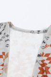 Gray Geometric Aztec Print Open Front Cardigan