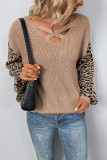 Leopard Lantern Sleeve Crosscriss Sweater