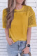 Yellow Plain Lace Stitching Short Sleeve Tee
