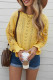 Yellow Crochet Lace Pointelle Knit Sweater