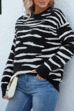 Zebra Striped Knit Pullover Sweaters