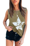 Army Green Star Printed O-Neck Vest