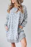 Leopard Print Long Sleeve Sweatshirt Dress