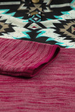 Red Tribal Geometric Print Hoodies with Pocket