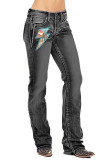 Desert Print Straight Wash Jeans Pants