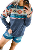Blue Aztec Geometric Western Cowgirl Sweatshirt