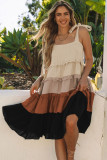 Multicolor Colorblock Tiered Midi Dress