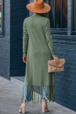 Green Fringe Knit Duster Cardigan