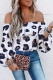 Leopard Off Shoulder Long Sleeve Blouse