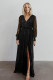 Black Side Split Rhinestone V Neck Maxi Dress