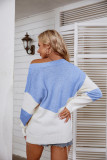 V Neck Wave Color Block Pullover Sweaters