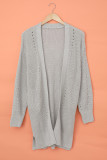 Drop Sleeve Cable Knit Cardigan with Slits