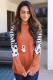 Orange Striped Animal Print Colorblock Long Sleeve Top