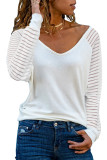 White Sheer Stripe V-Neck Top