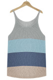 Color Block and Plain U Neck Knit Tank Top