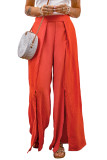 Orange Splits Wide Leg High Waist Pants